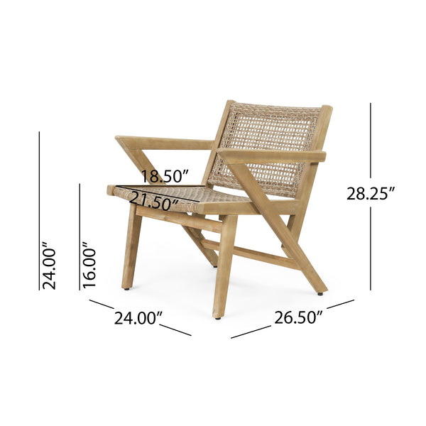 English Elm Christopher Knight Home® - BRAXTON Wicker Club Chairs Set of 2 - Light Brown Acacia Wood Frames, Transitional Outdoor Comfort and Style 72613.00MLBRN