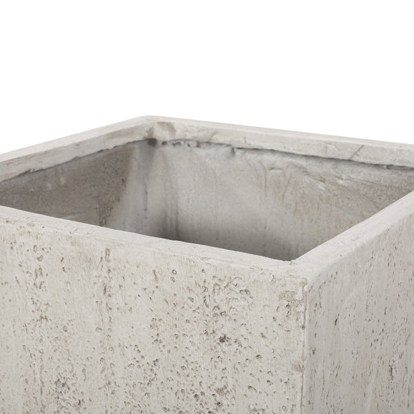 English Elm Ella Outdoor Square Mgo Planter Stone Finish Handcrafted Patio Entryway Large Box 70628.00WHI