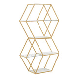 Parveen Hexagon Wood and Glass 4-Shelf Modular Bookcase