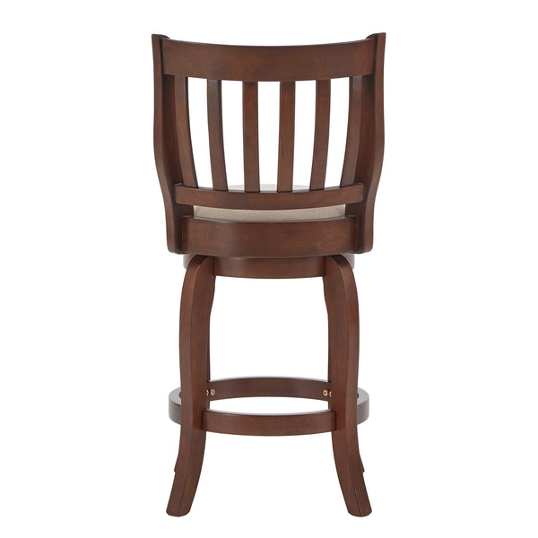 Homelegance By Top-Line Redford Linen High Back Swivel Counter Height Stool Brown Rubberwood