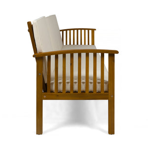 English Elm Casa Outdoor 3 Seat Acacia Hardwood Sofa with Weather Resistant Cushioned Patio Seating 63652.00