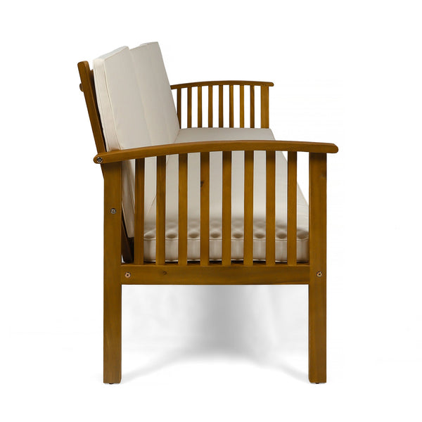 English Elm Casa Outdoor 3 Seat Acacia Hardwood Sofa with Weather Resistant Cushioned Patio Seating 63652.00