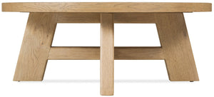 Hooker Furniture Driftwood Round Cocktail Table With Buckboard Finish, Oak Construction, Rustic Distressed Charm For Living Rooms Light Wood 6820-80211-80