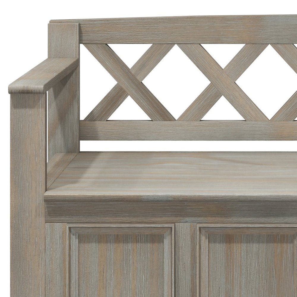 English Elm Amherst Solid Wood Entryway Storage Bench With Distressed Grey Finish, Spacious & Versatile Design B136P158338
