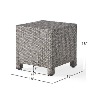 English Elm Puerta Outdoor Woven Rattan Cube Side Table Weather Resistant Patio Accent 61098.00MBK