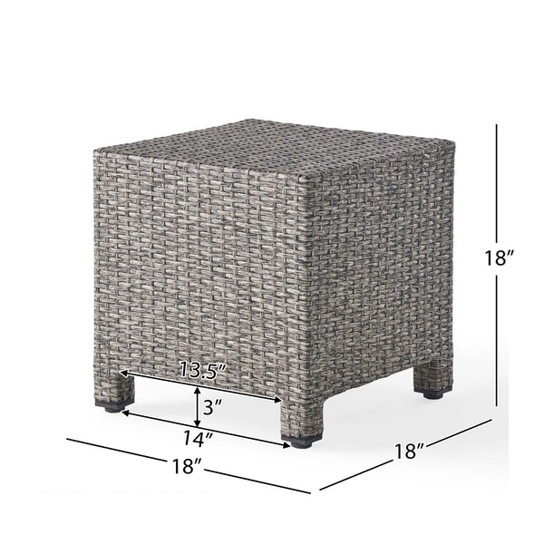 English Elm Puerta Outdoor Woven Rattan Cube Side Table Weather Resistant Patio Accent 61098.00MBK