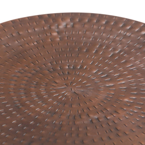 English Elm Griffen Handcrafted Metal Storage Accent Table with Removable Top, Hammered Antique Copper Finish, Multipurpose End Table Bronze B136P158971