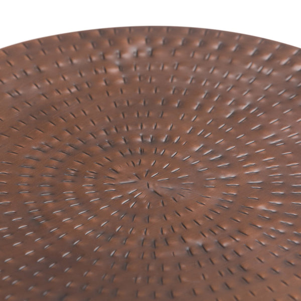 English Elm Griffen Handcrafted Metal Storage Accent Table with Removable Top, Hammered Antique Copper Finish, Multipurpose End Table Bronze B136P158971