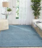 Nourison Perris PERR1 Handmade Woven No Border Indoor Only Contemporary  Rug Denim, Blue 100% Wool 99446222626