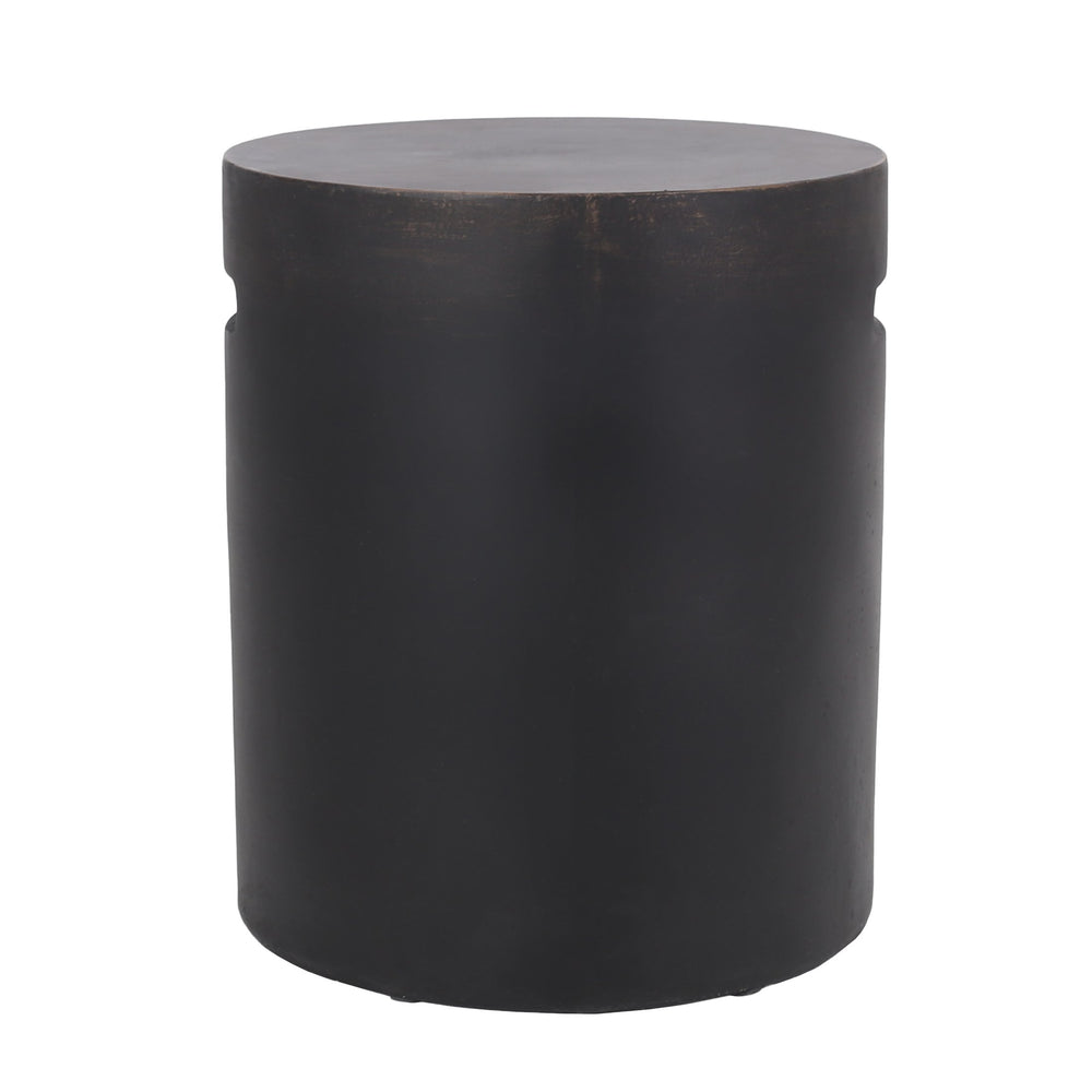 English Elm Outdoor Concrete Cylindrical Side Table with Copper Finish and Cutout Handle 73441.00