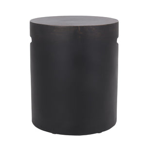 English Elm Outdoor Concrete Cylindrical Side Table with Copper Finish and Cutout Handle 73441.00