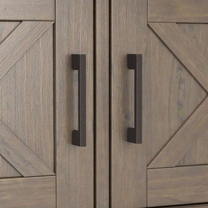 English Elm Ela Handcrafted Smoky Brown Entryway Storage Bench with 3 Shaker Doors, Shelves & Bronze Pulls B136P158603