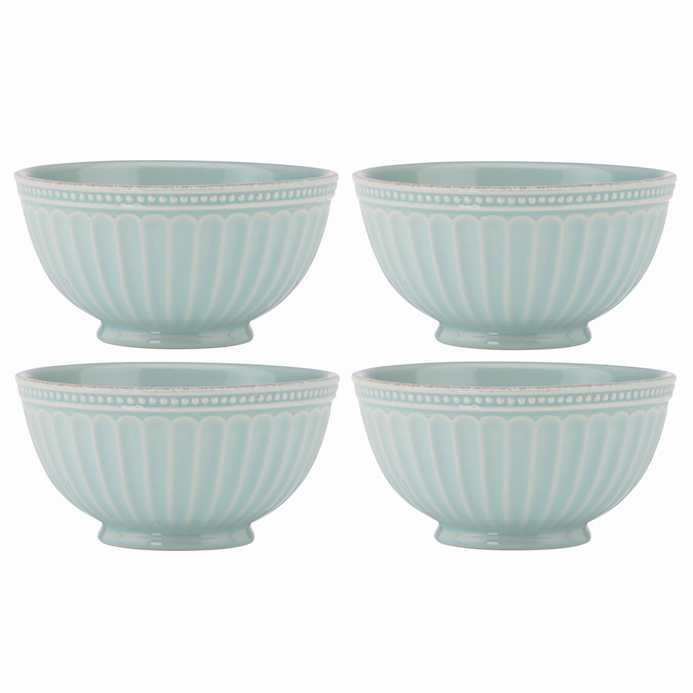 Lenox French Perle Groove 4-Piece Bowl Set Blue, LT BLUE STONEWARE 880126