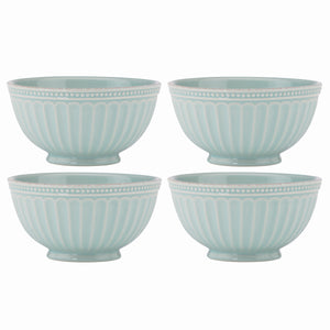 Lenox French Perle Groove 4-Piece Bowl Set Blue, LT BLUE STONEWARE 880126