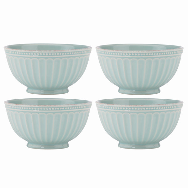 Lenox French Perle Groove 4-Piece Bowl Set Blue, LT BLUE STONEWARE 880126