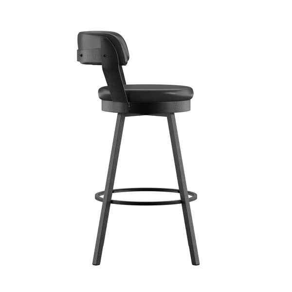 Homelegance By Top-Line Amir Faux Leather Metal Swivel 29" Bar Height Stools (Set of 2) Black Metal