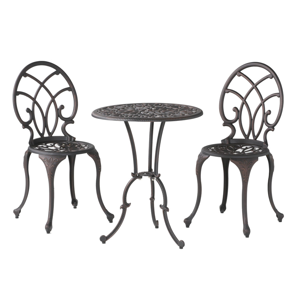English Elm Charleston Cast Aluminum Outdoor Bistro Set Rust Resistant Copper Finish Patio Seating 50550.00COP
