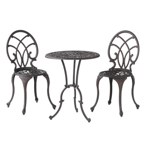 English Elm Charleston Cast Aluminum Outdoor Bistro Set Rust Resistant Copper Finish Patio Seating 50550.00COP