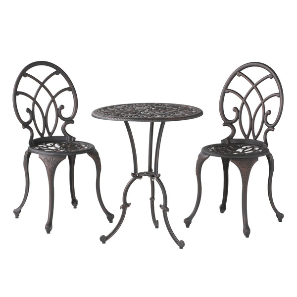 English Elm Charleston Cast Aluminum Outdoor Bistro Set Rust Resistant Copper Finish Patio Seating 50550.00COP