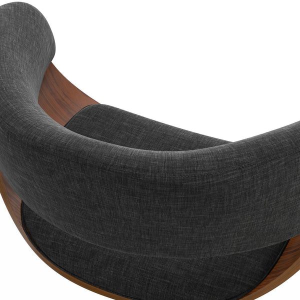 English Elm Sheldon Adjustable Swivel Bar Stool with Gas Lift and Walnut Bentwood Frame, Mid-Century Modern Design Dark Gray B136P159603