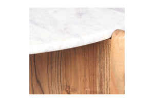 Porter Designs Porter Modern Round Coffee Table - Solid Mango Wood Base With Elegant Marble Top For Stylish Living White Wood 05-108-01c-1931-kit