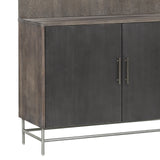 Industrial 4 Shelf Bookcase with 2 Door Cabinet Brown with River Rock Brown finish P301627 Pulaski Furniture