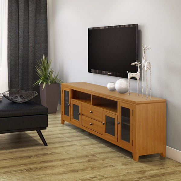 English Elm Cosmopolitan 72" Wide Tv Media Stand - Handcrafted Solid Wood In Light Golden Brown For Modern Living B136P158555