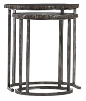 Hooker Furniture Nesting Two-Tone Painted Wood Accent Tables With Black Gunmetal Frame — Space-Saving Industrial Chic (98) 500-50-949-DKW