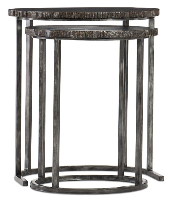 Hooker Furniture Nesting Two-Tone Painted Wood Accent Tables With Black Gunmetal Frame — Space-Saving Industrial Chic (98) 500-50-949-DKW