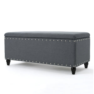 English Elm Storage Ottoman Bench with Hinged Lid Padded Seat Living Room Coffee Table 60581.00CCL