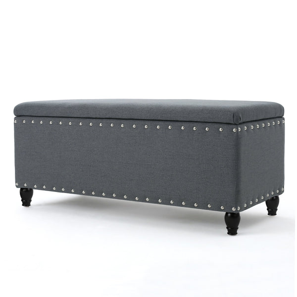 English Elm Storage Ottoman Bench with Hinged Lid Padded Seat Living Room Coffee Table 60581.00CCL