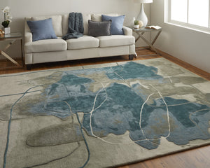 Feizy Rugs Anya Modern Watercolor-inspired Hand-tufted Wool And Viscose Rug For Contemporary Spaces Blue,Gray,Ivory Wool,Viscose Any8885fblugrne10