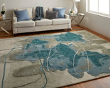 Feizy Rugs Anya Wool/Viscose Hand Tufted Industrial Rug Blue/Gray/Ivory 9' x 12'