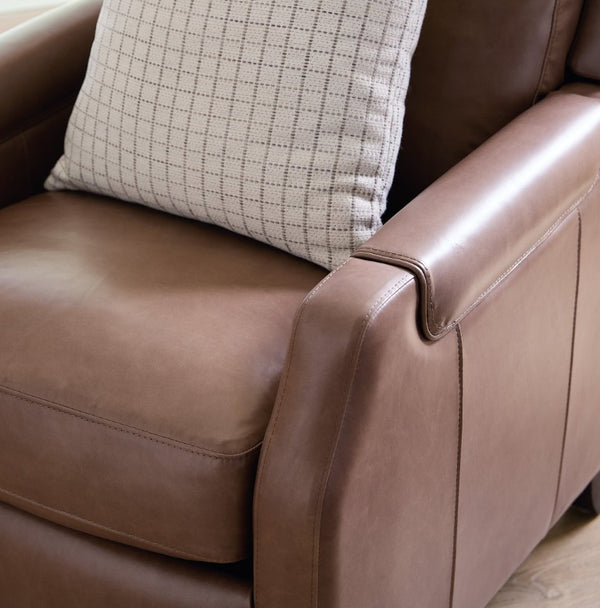 Hooker Furniture Nelson Power Recliner With Power Headrest, Usb Charging, Semi-Aniline Leather, Tapered Wood Legs Brown RC818-PH-076