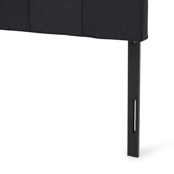 English Elm Christopher Knight Home® - King Linen Upholstered Headboard with Tufted Waffle Stitch, Piped Edges & Adjustable Height, 81" Black 66869.00BLK