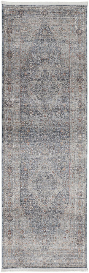 Feizy Rugs Marquette Medallion Rug – Elegant Power-loomed Design, Stain-resistant, Easy Care For High Traffic Areas Gray,Blue,Red Polyester,Acrylic Mrq3778fblu000i8a