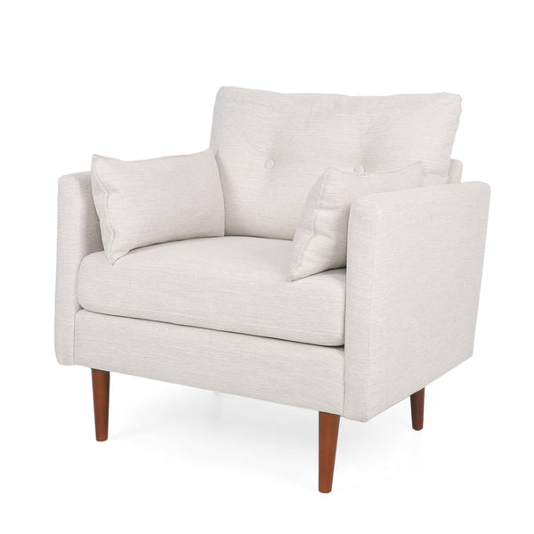 English Elm Christopher Knight Home® - CLUB Chair with Plush Fabric Upholstery and Walnut Birch Legs — Stylish Comfortable Accent Seating for Living Rooms Beige 30.75 L x 25.75 W x 21 H 71571.00BGE
