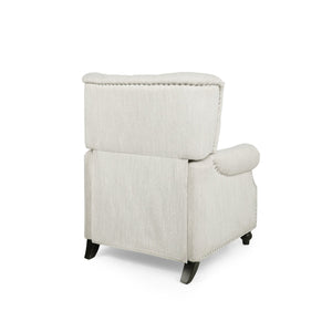 English Elm Christopher Knight Home® - Button Button Tufted Heavy Duty Manual Push-Back Recliner Chair with Nailhead Accents and Comfort Backrest Beige 71976.00
