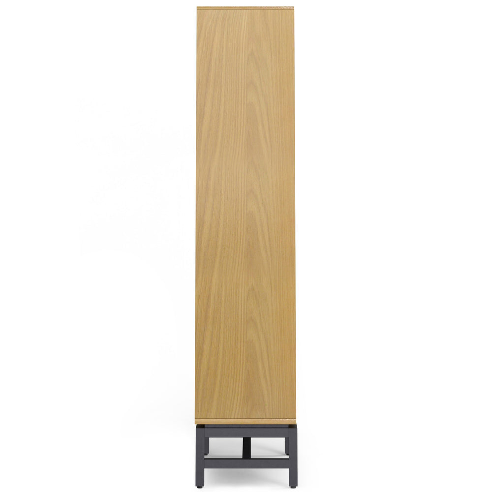 English Elm Banting Mid-Century Bookcase - Handcrafted Oak Veneer With Industrial Metal Accents For Stylish Storage B136P158466