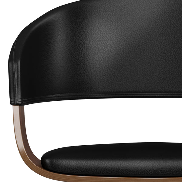 English Elm Lowell Bentwood Dining Chair - Stylish Mid-Century Modern Design In Black Vegan Leather Comfort B136P158830