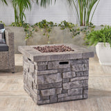 Christopher Knight Home® - Noble House - Angeles Outdoor Grey Square Fire Pit - 40,000 Btu