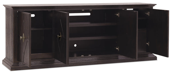 Hooker Furniture Driftwood Oak Credenza with Wine Storage and Media Shelves for Rustic Living Rooms 6820-55490-99