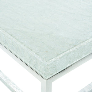 Bernhardt Bernhardt Acrylic-Top Arctic Cocktail Table With Ice-Like Grain, Polished Stainless Base, 55.25"W X 17.25"H 375023