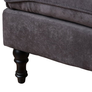 English Elm Christopher Knight Home® - LOFTON Charcoal 28" Pillow-Top Ottoman with Button Tufting, Birch Frame & Espresso Turned Legs 53081.00GRY