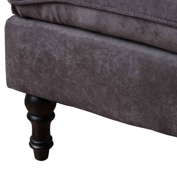 English Elm Christopher Knight Home® - LOFTON Charcoal 28" Pillow-Top Ottoman with Button Tufting, Birch Frame & Espresso Turned Legs 53081.00GRY