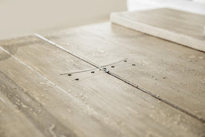 Hooker Furniture Ciao Flip-Top Console Table With Flaky White Distressed Finish, Aged Iron Base & Expandable Desk/Dining Surface 5805-85001-80