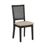 Homelegance By Top-Line Theordore Beige Linen Rattan Back Dining Chairs (Set of 2) Black Rubberwood