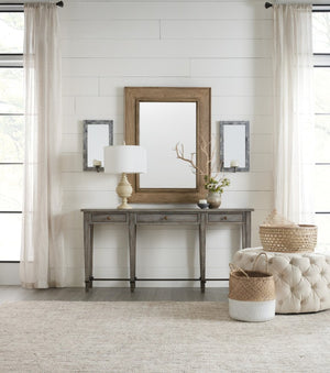 Hooker Furniture Ciao Ciao Bella Narrow Console With 3 Drawers, Speckled Gray Distressed Farmhouse Hallway Table 5805-85003-96