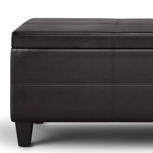 English Elm Avalon Lift Top Rectangular Ottoman - Tanners Brown Vegan Leather With Hidden Storage & Style B136P158648