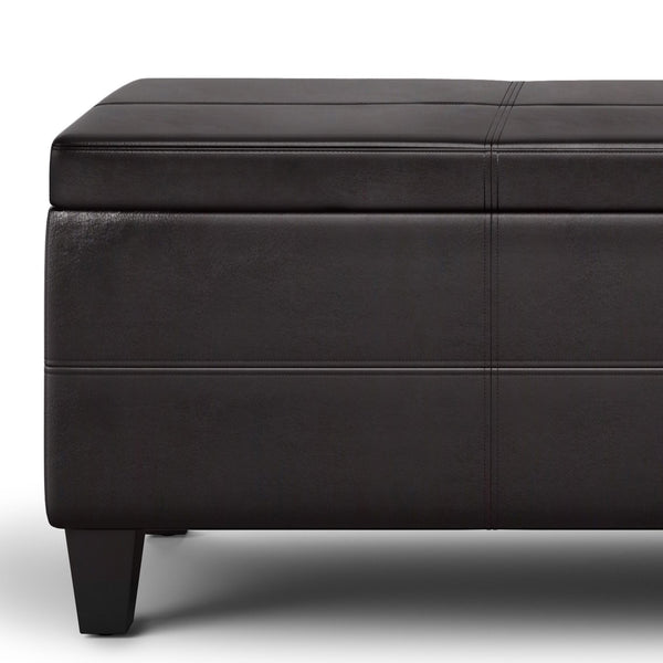 English Elm Avalon Lift Top Rectangular Ottoman - Tanners Brown Vegan Leather With Hidden Storage & Style B136P158648